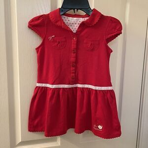 Les Enphants Red Polo Dress Girls Size 110 US 4 NWT